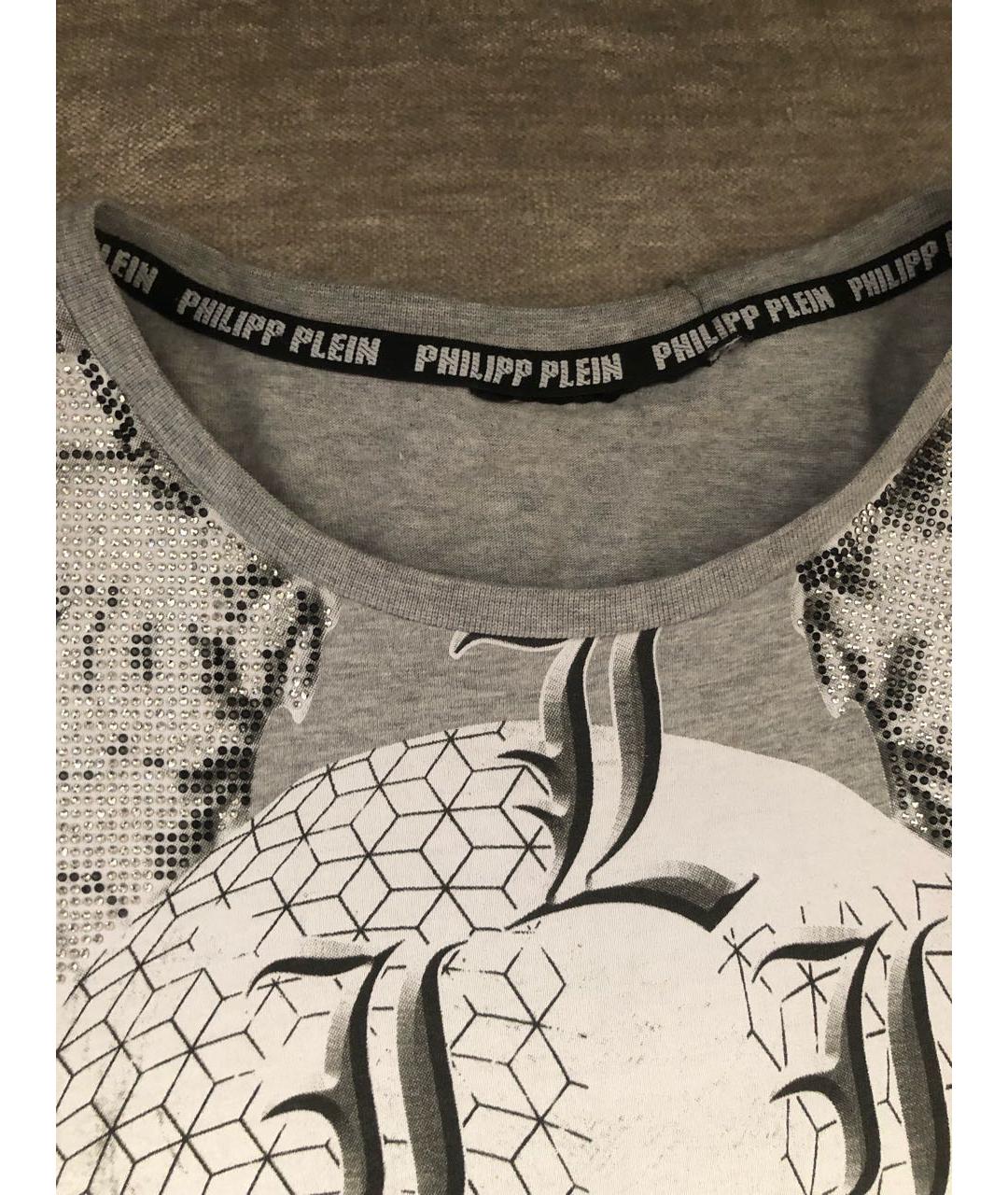 PHILIPP PLEIN Серая хлопковая футболка, фото 3