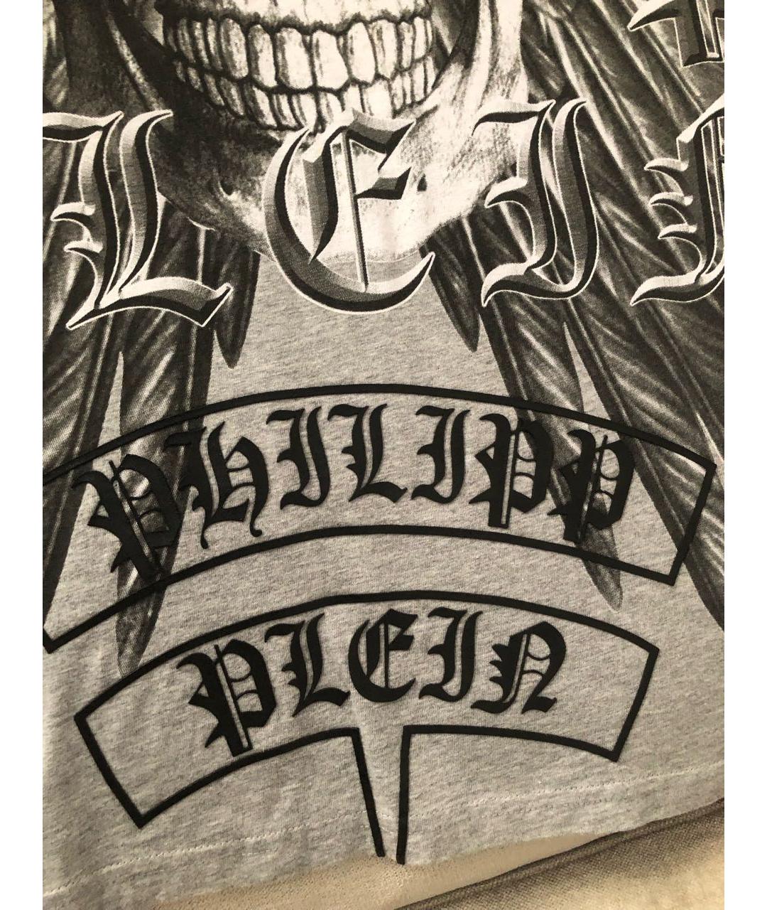 PHILIPP PLEIN Серая хлопковая футболка, фото 7