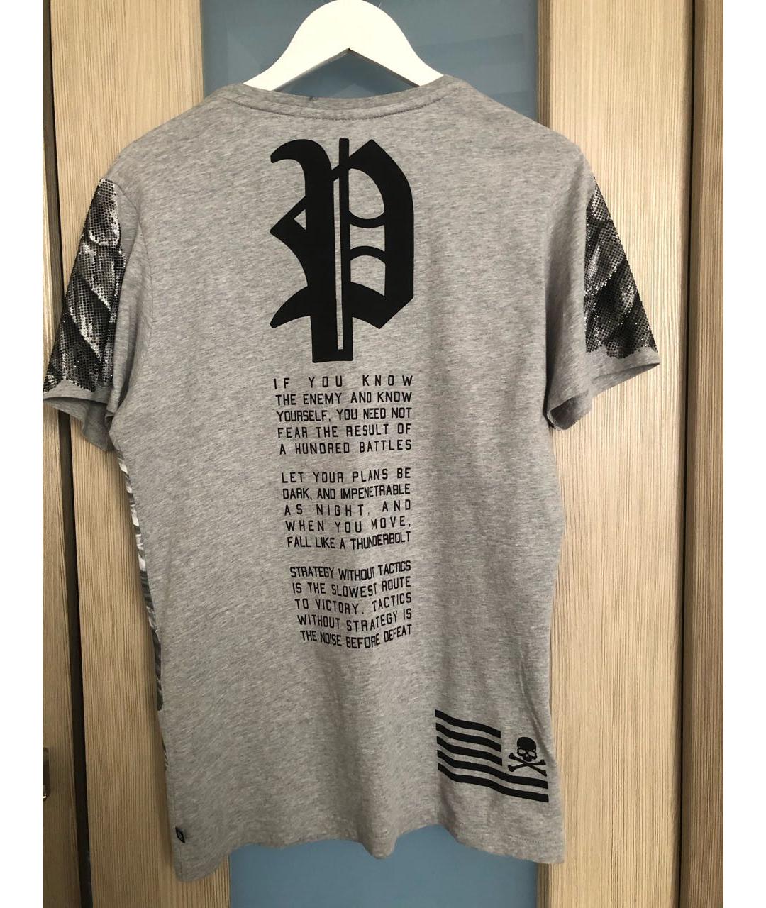 PHILIPP PLEIN Серая хлопковая футболка, фото 2