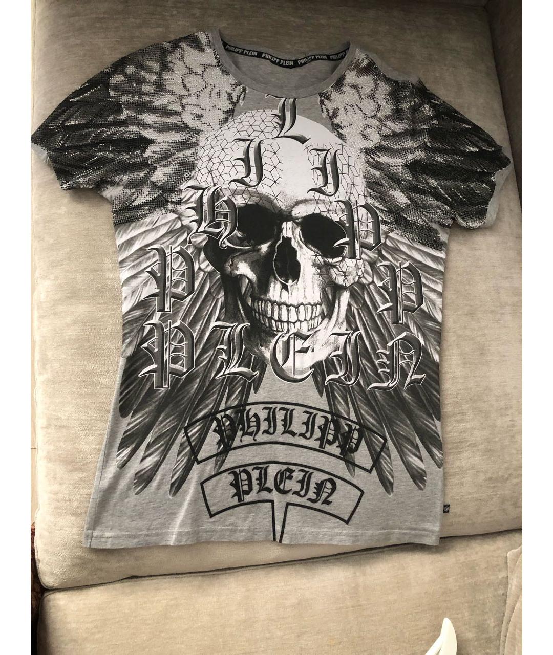 PHILIPP PLEIN Серая хлопковая футболка, фото 6