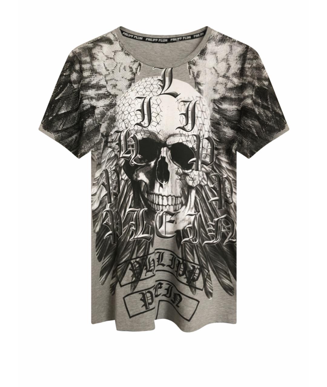 PHILIPP PLEIN Серая хлопковая футболка, фото 10