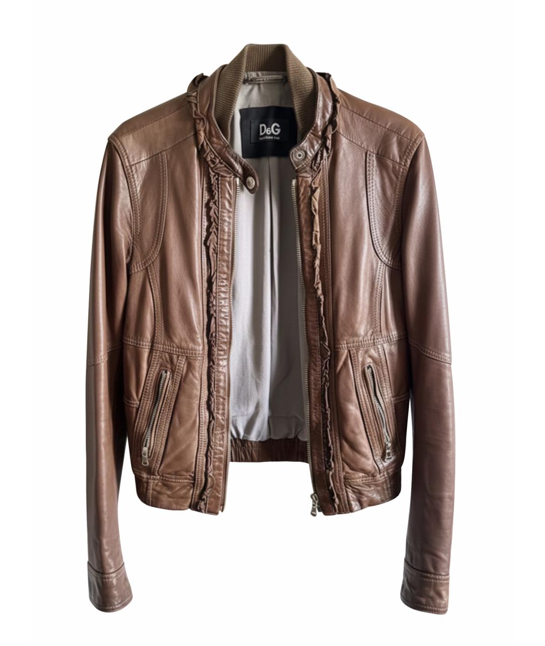 DOLCE&GABBANA Коричневая кожаная куртка, фото 1