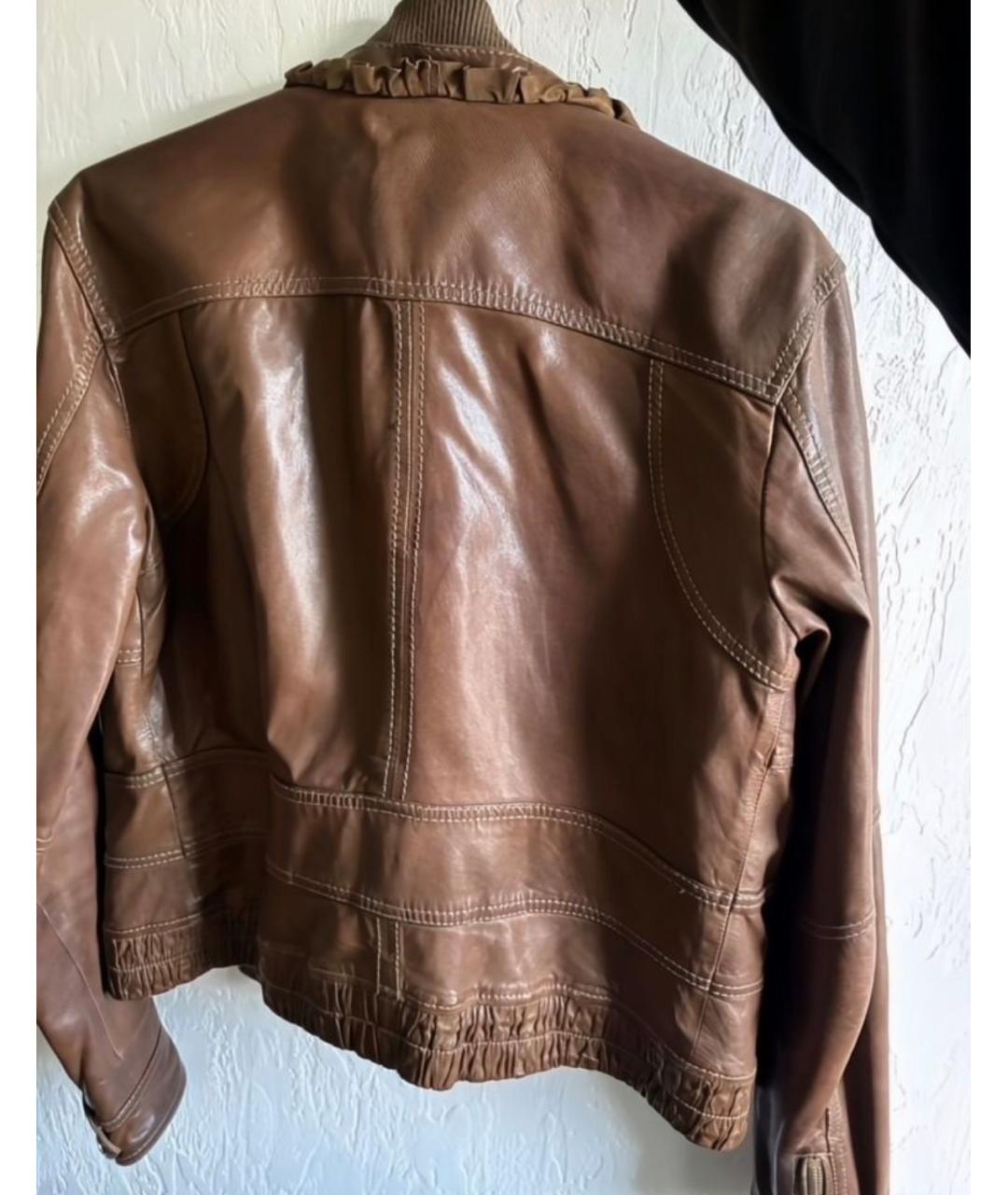 DOLCE&GABBANA Коричневая кожаная куртка, фото 2