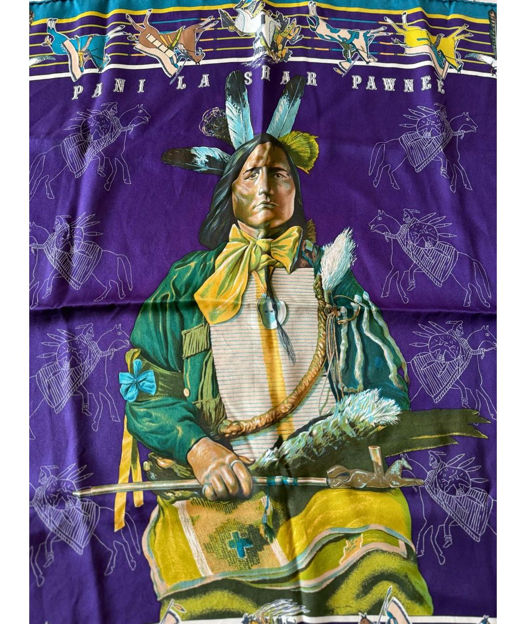 HERMES Фиолетовый шелковый платок, фото 2