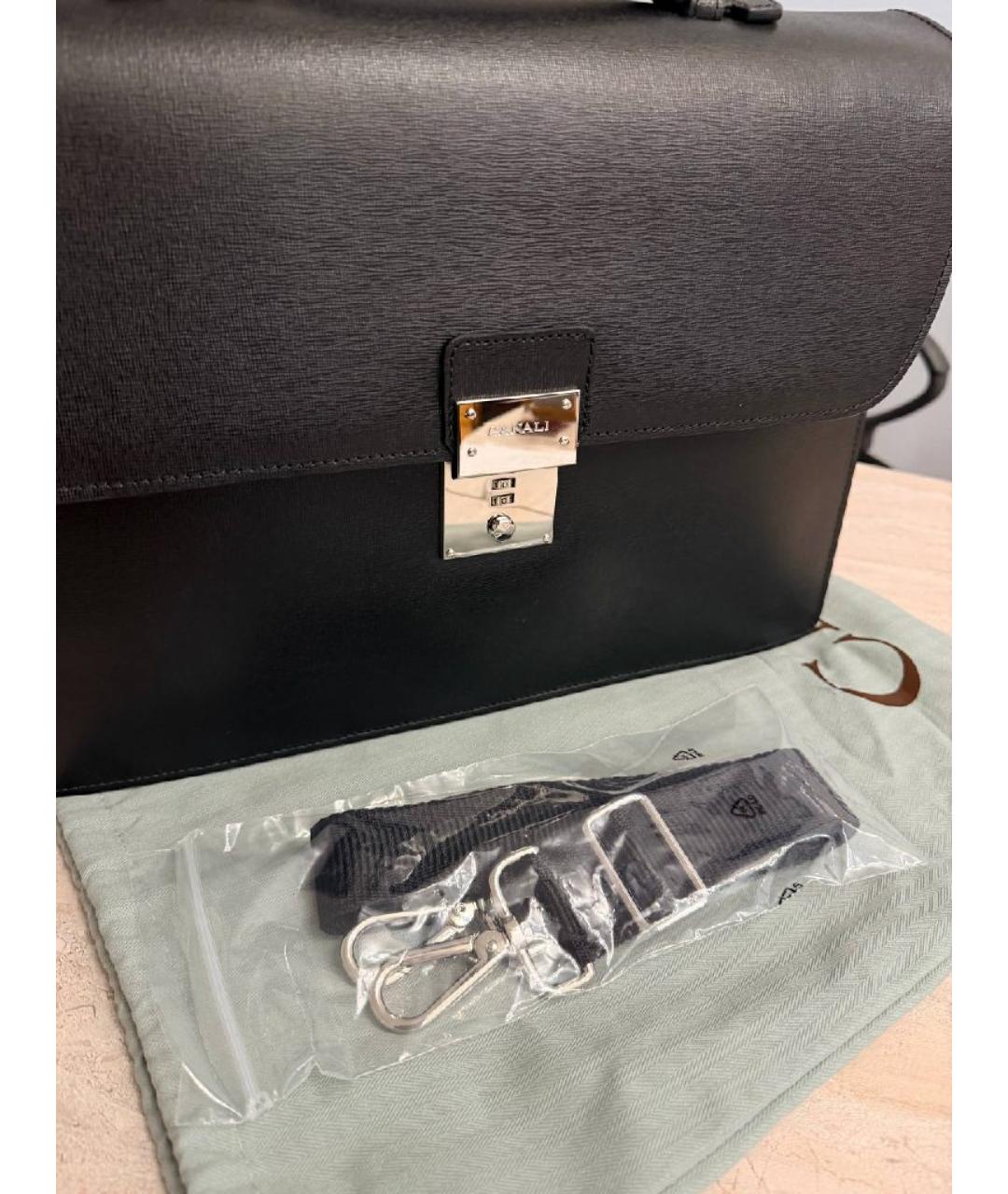 CANALI Черный кожаный портфель, фото 7
