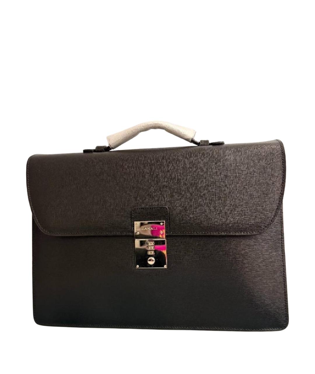 CANALI Черный кожаный портфель, фото 1