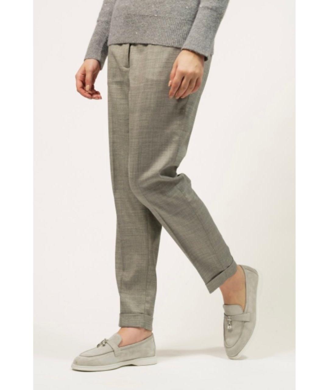 FABIANA FILIPPI Серые шерстяные брюки узкие, фото 4