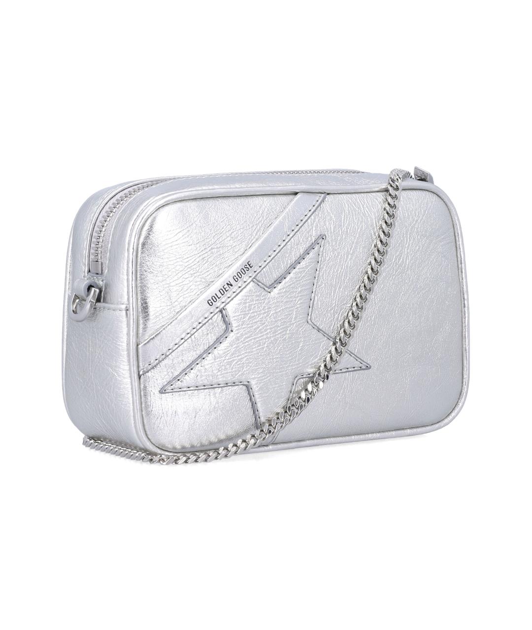 GOLDEN GOOSE DELUXE BRAND Серебряная кожаная сумка через плечо, фото 2