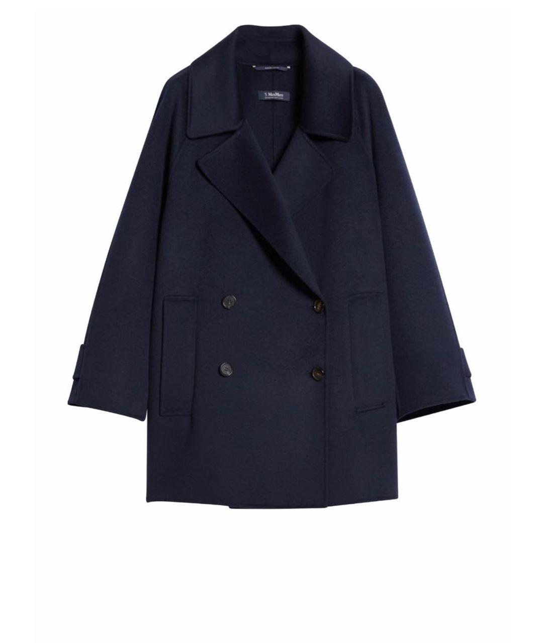 'S MAX MARA Темно-синее шерстяное пальто, фото 9