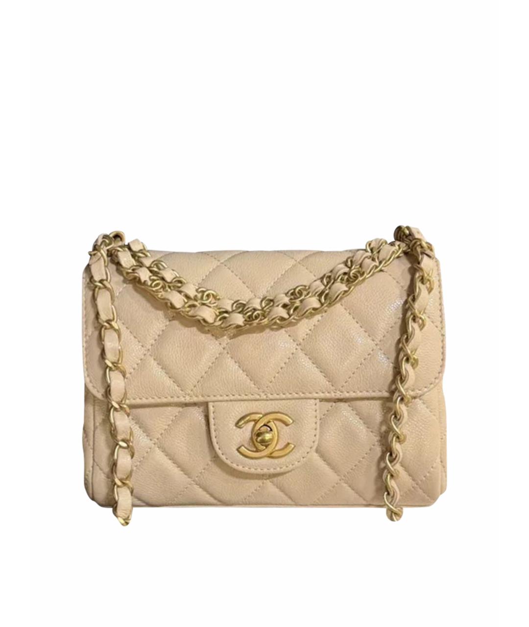 CHANEL Бежевая кожаная сумка через плечо, фото 1