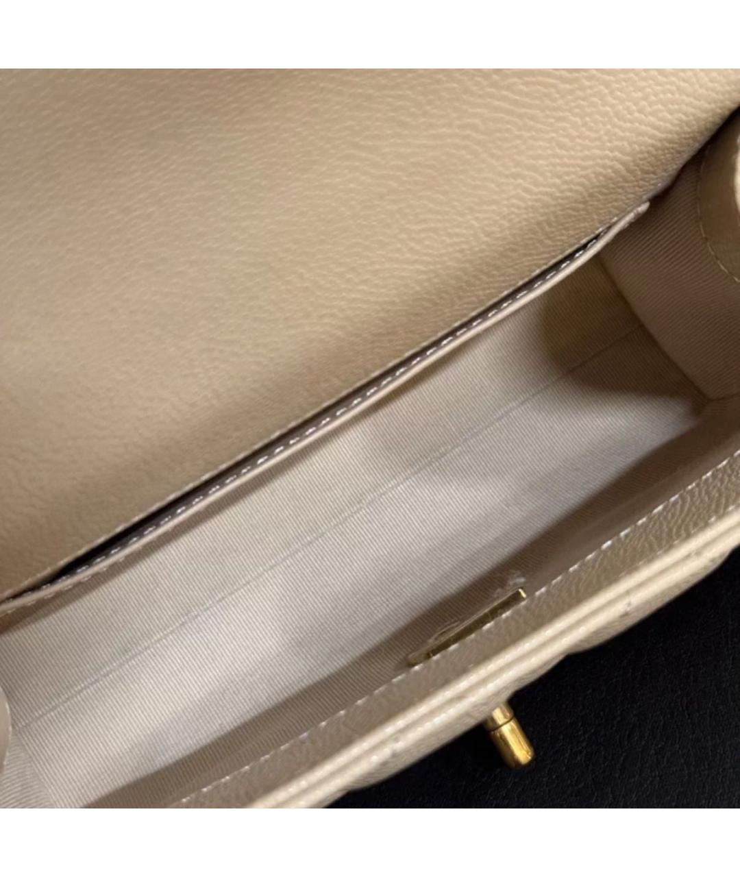CHANEL Бежевая кожаная сумка через плечо, фото 7