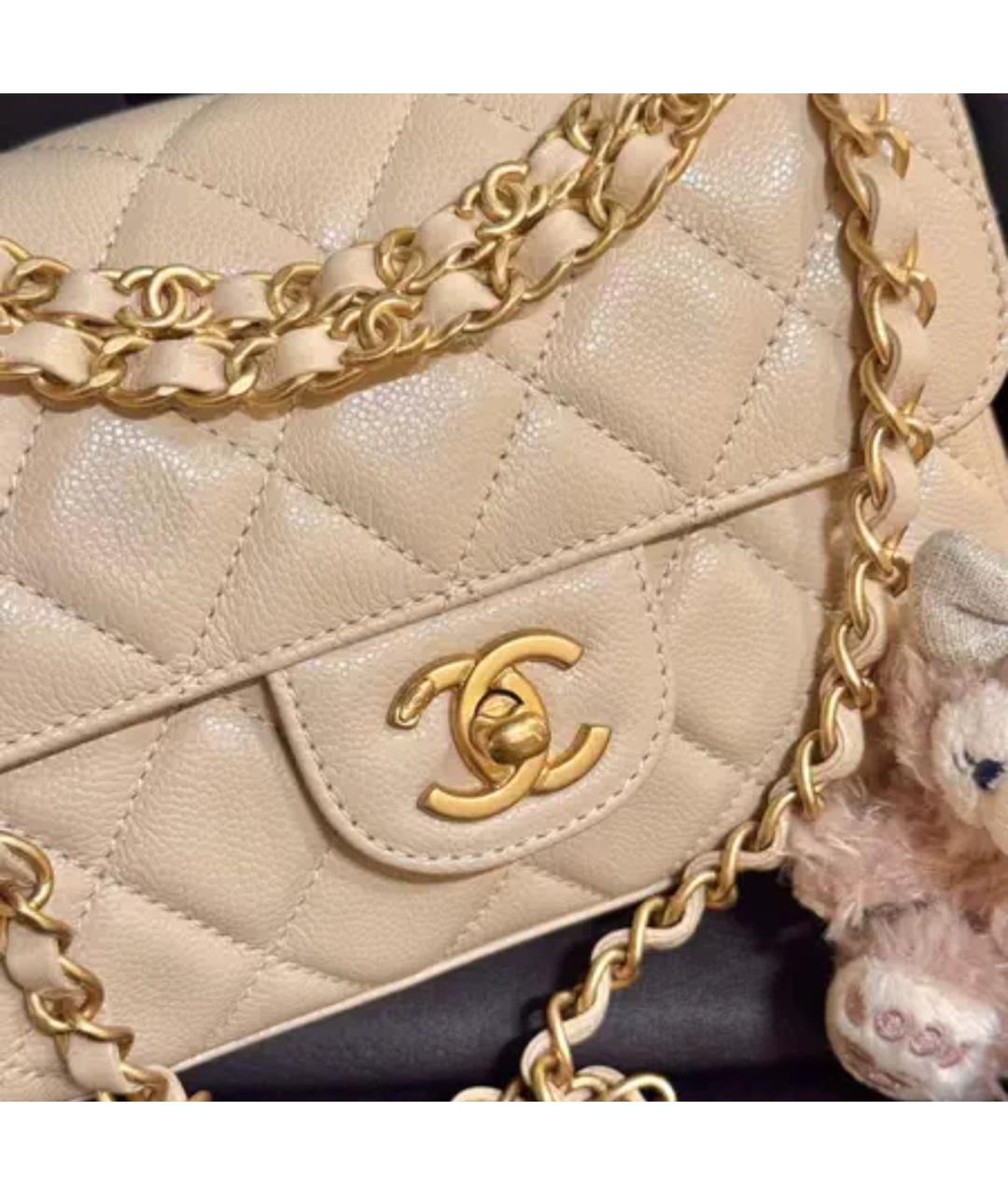 CHANEL Бежевая кожаная сумка через плечо, фото 2