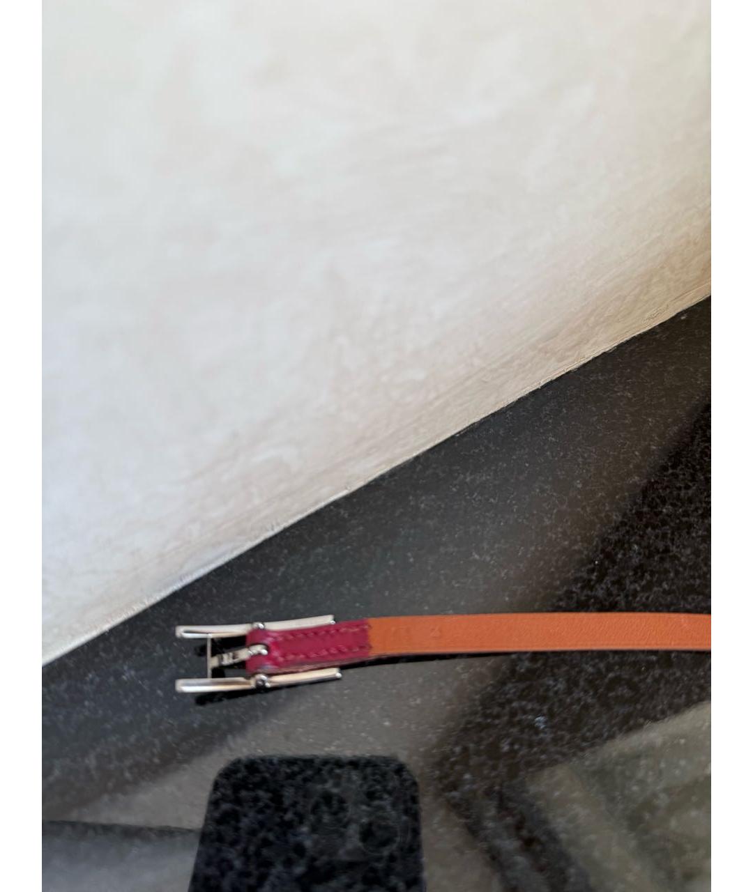 HERMES Бордовый кожаный браслет, фото 6