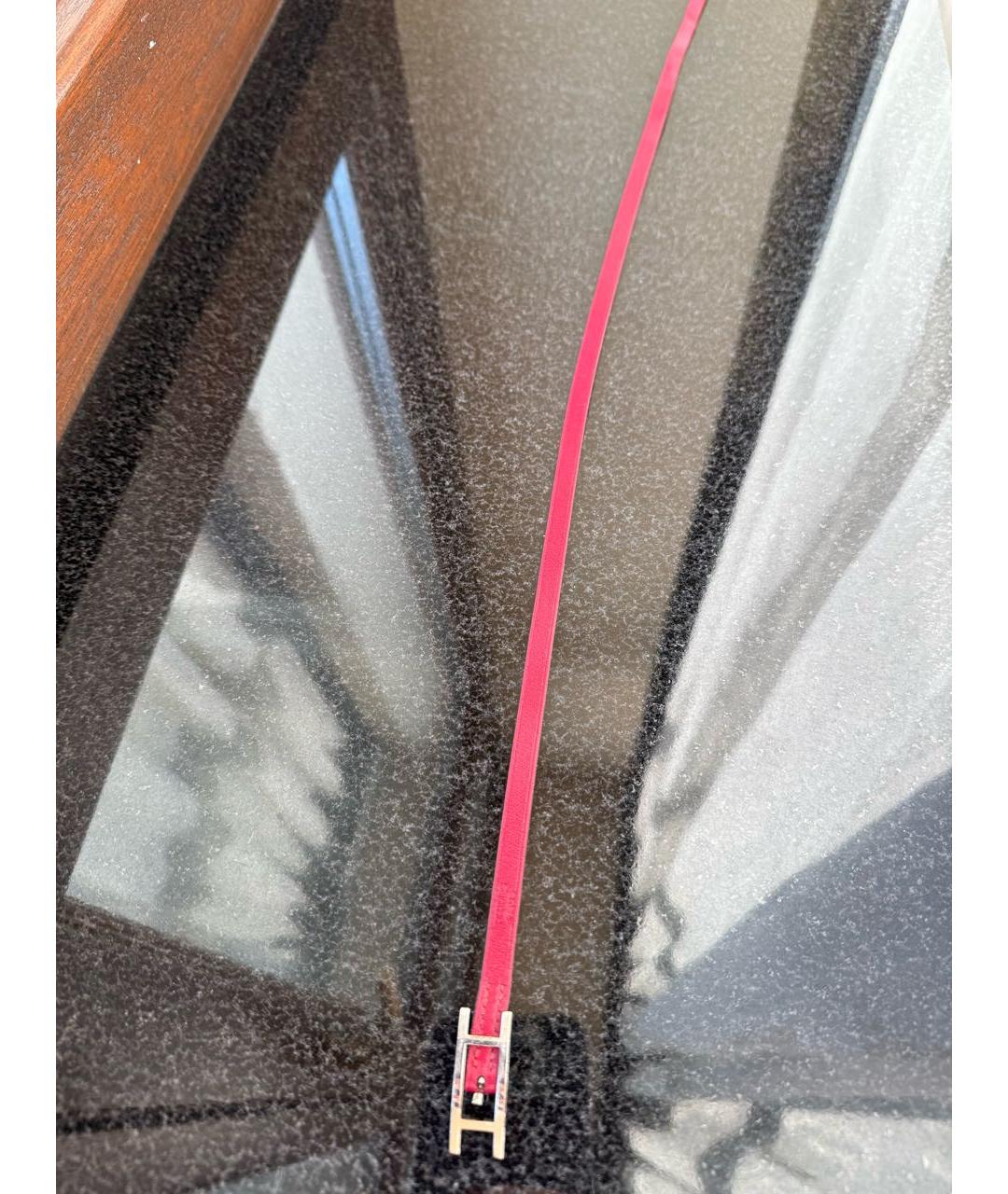 HERMES Бордовый кожаный браслет, фото 3