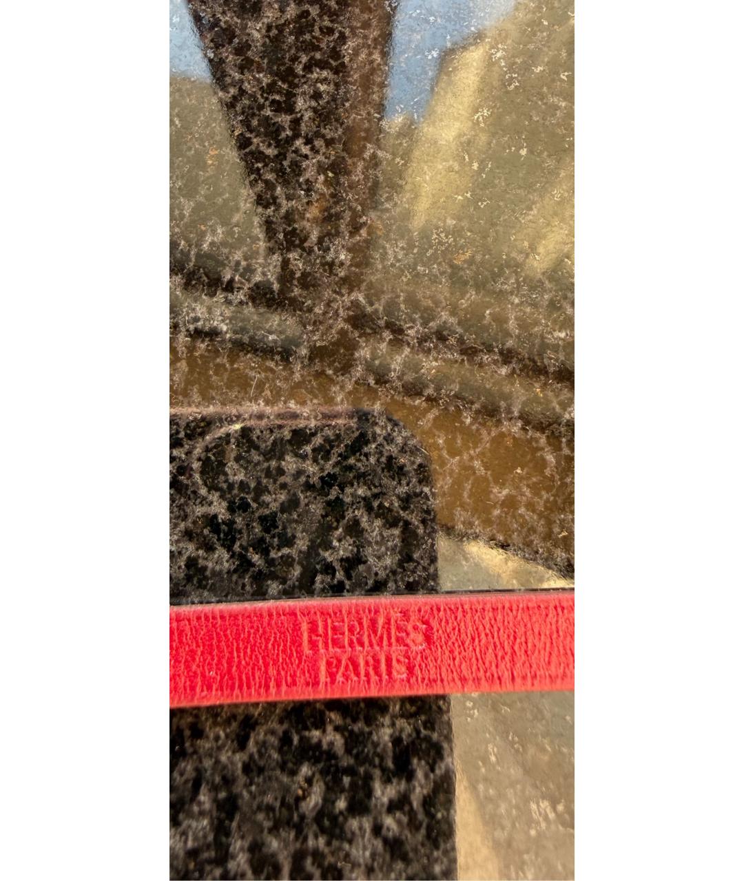 HERMES Бордовый кожаный браслет, фото 5