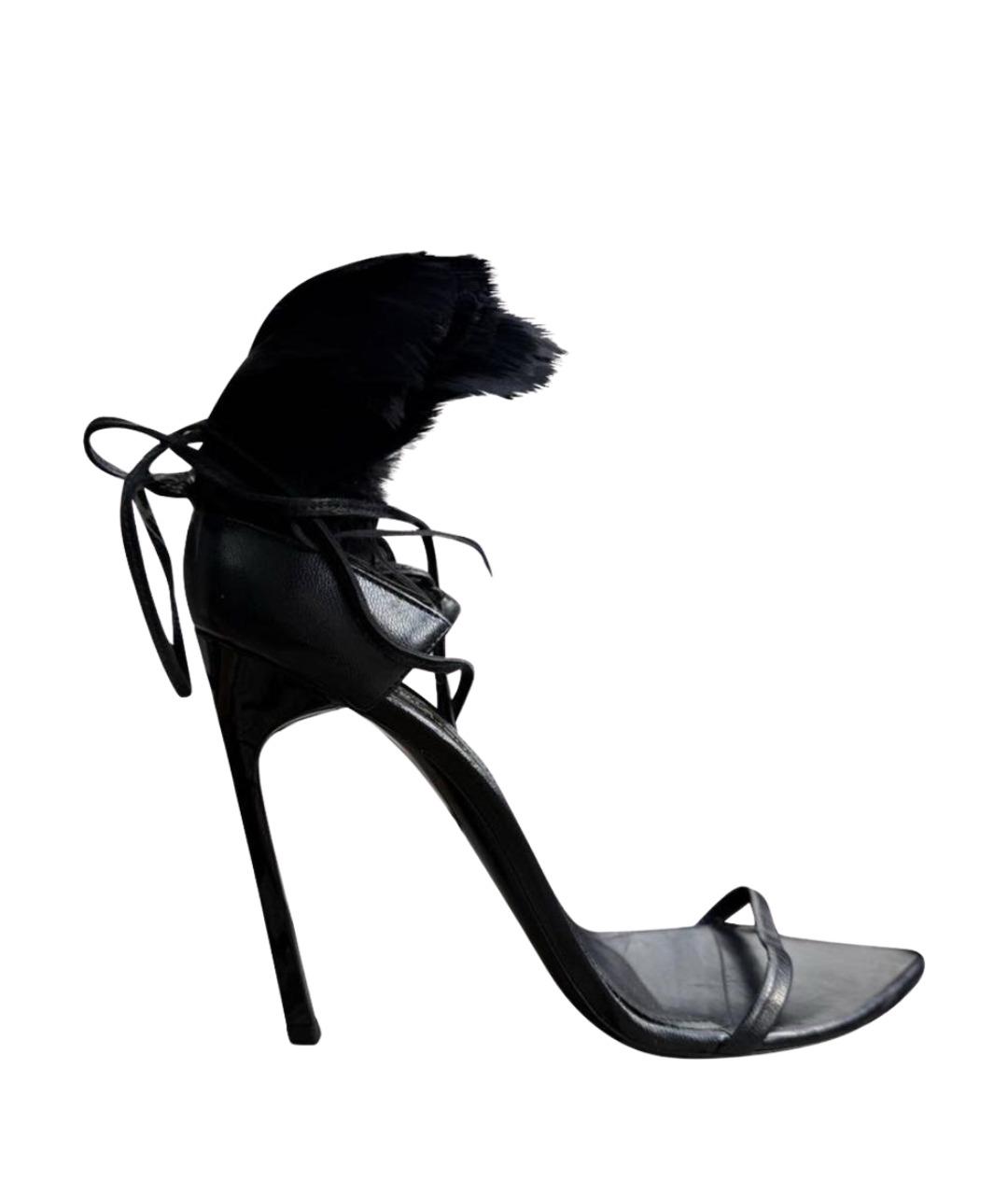 SAINT LAURENT Черные кожаные босоножки, фото 1