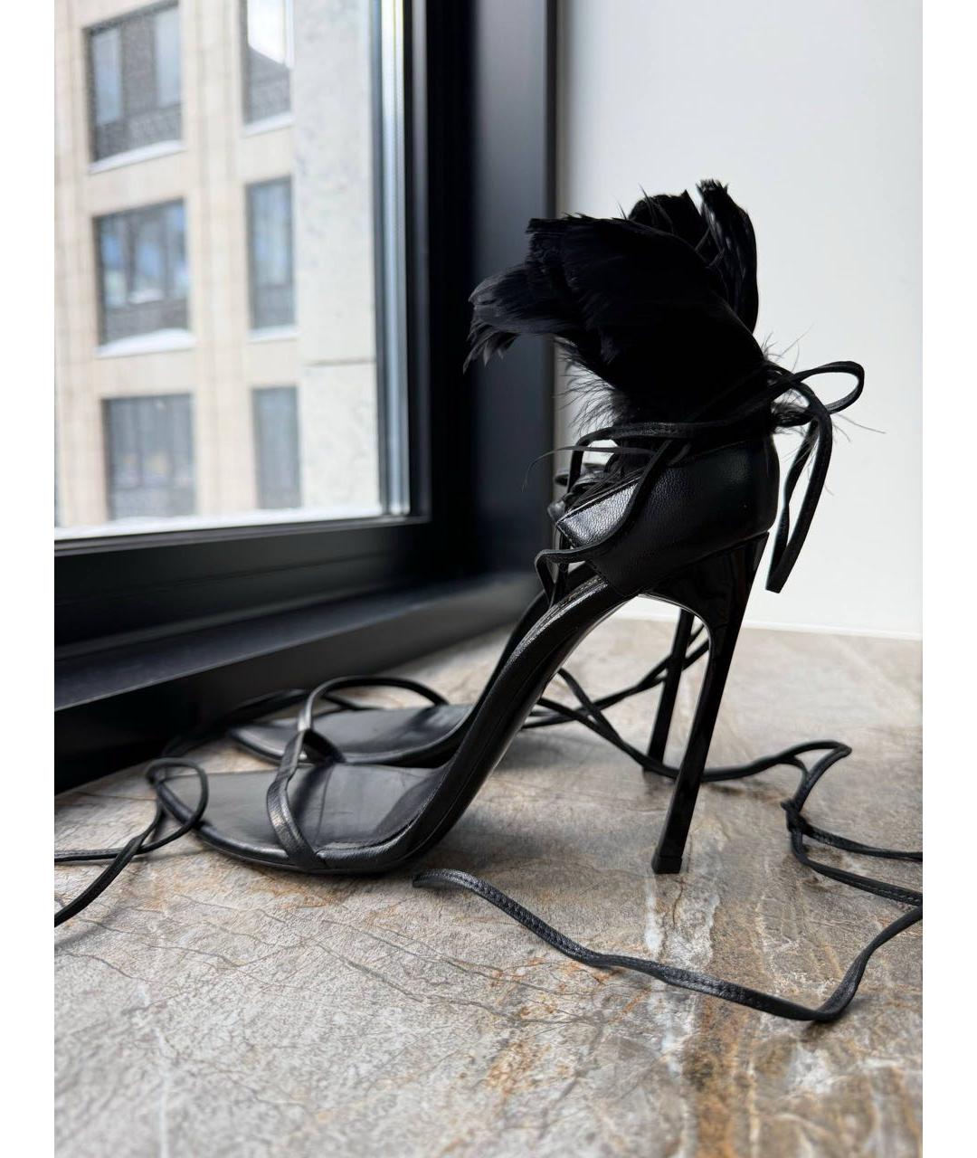 SAINT LAURENT Черные кожаные босоножки, фото 6