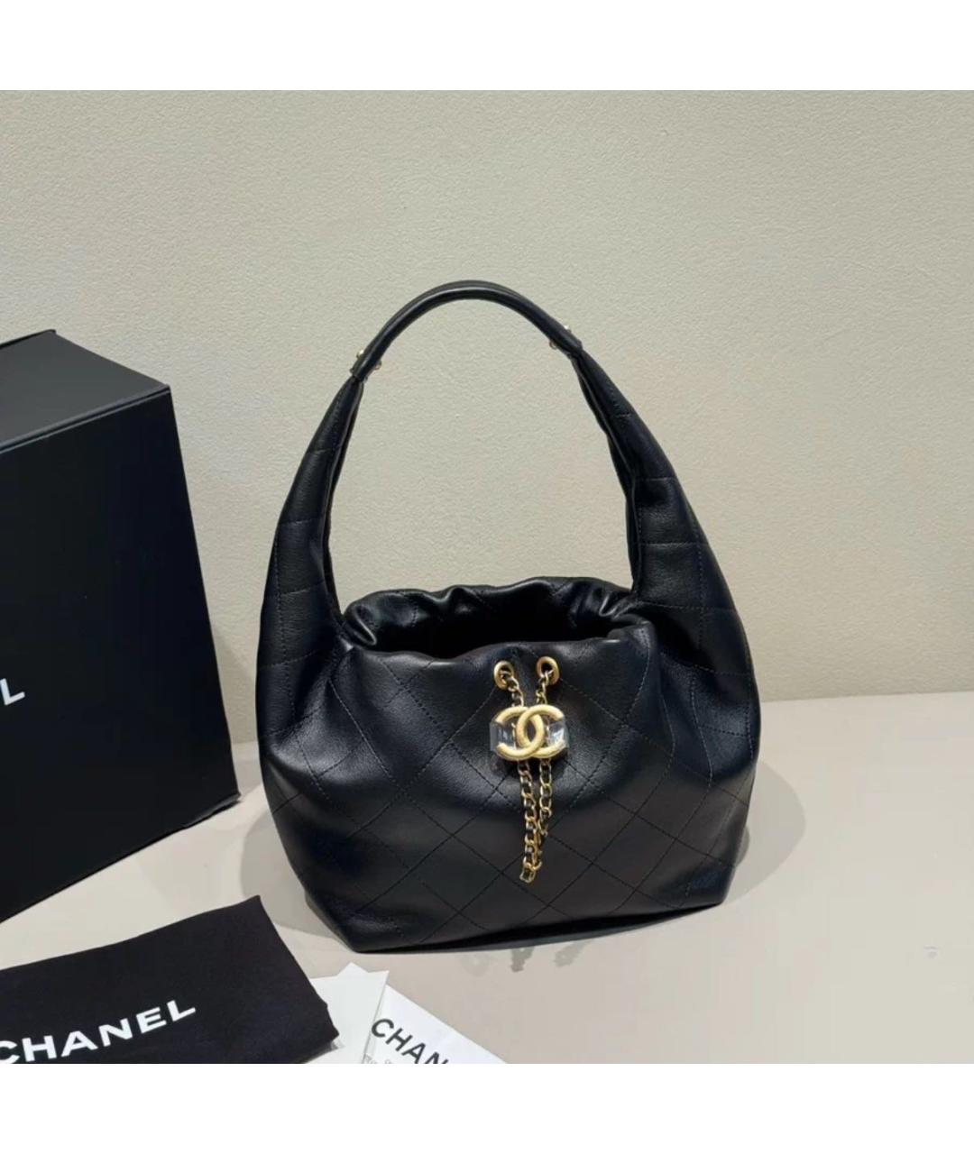 CHANEL Черная кожаная сумка тоут, фото 7