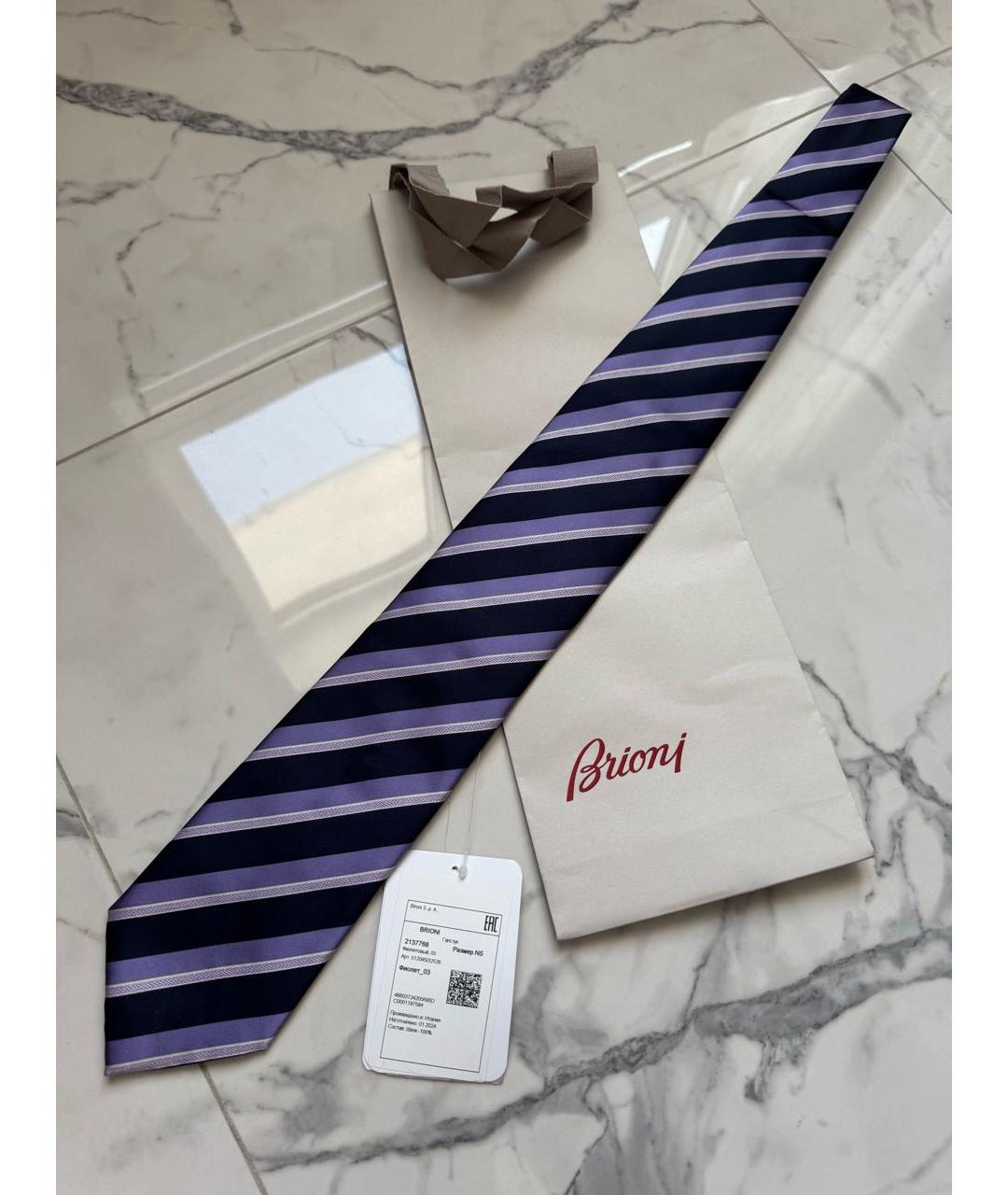 BRIONI Темно-синий шелковый галстук, фото 2