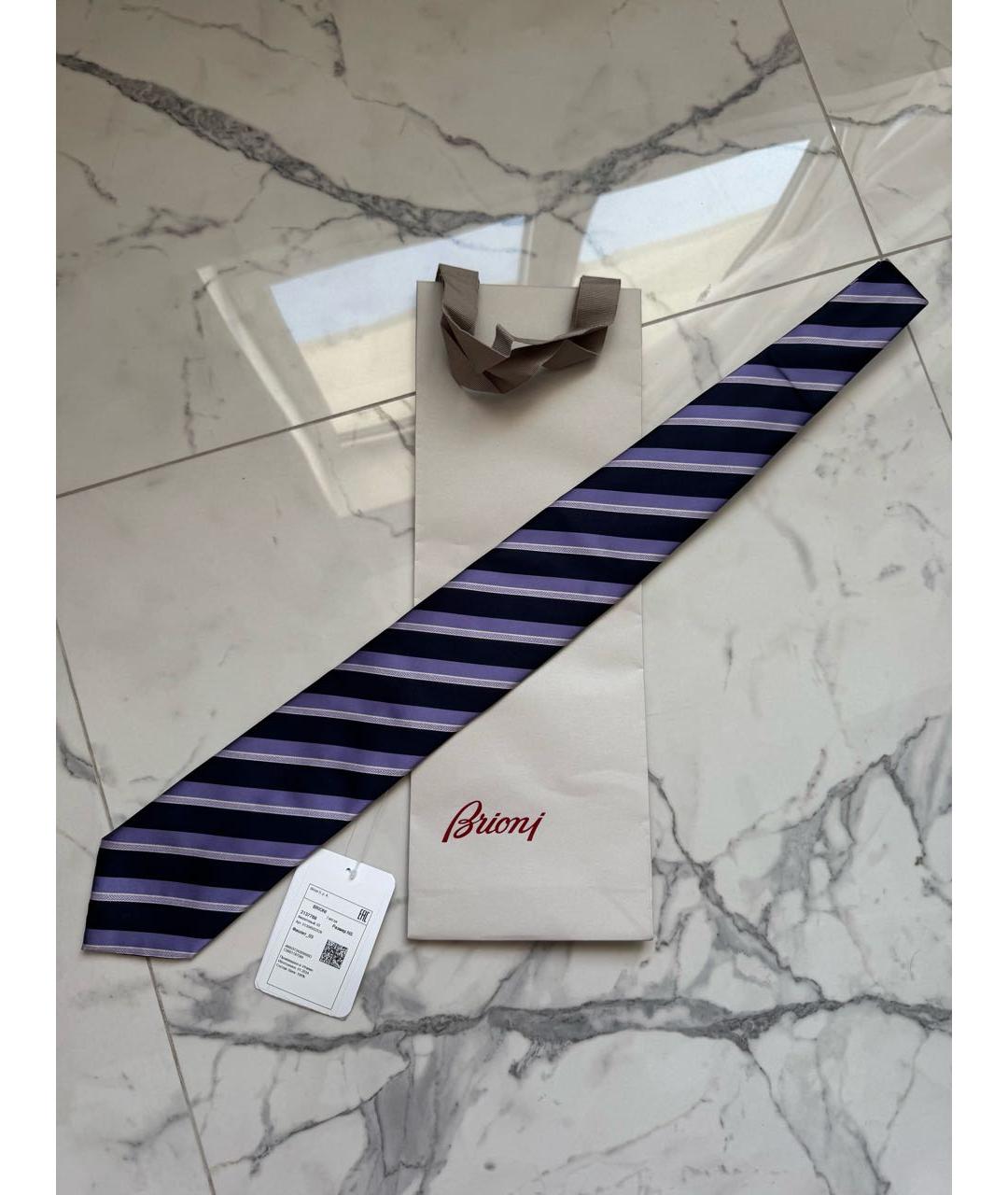BRIONI Темно-синий шелковый галстук, фото 3
