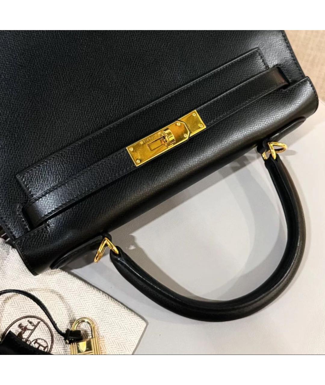 HERMES Черная кожаная сумка через плечо, фото 5