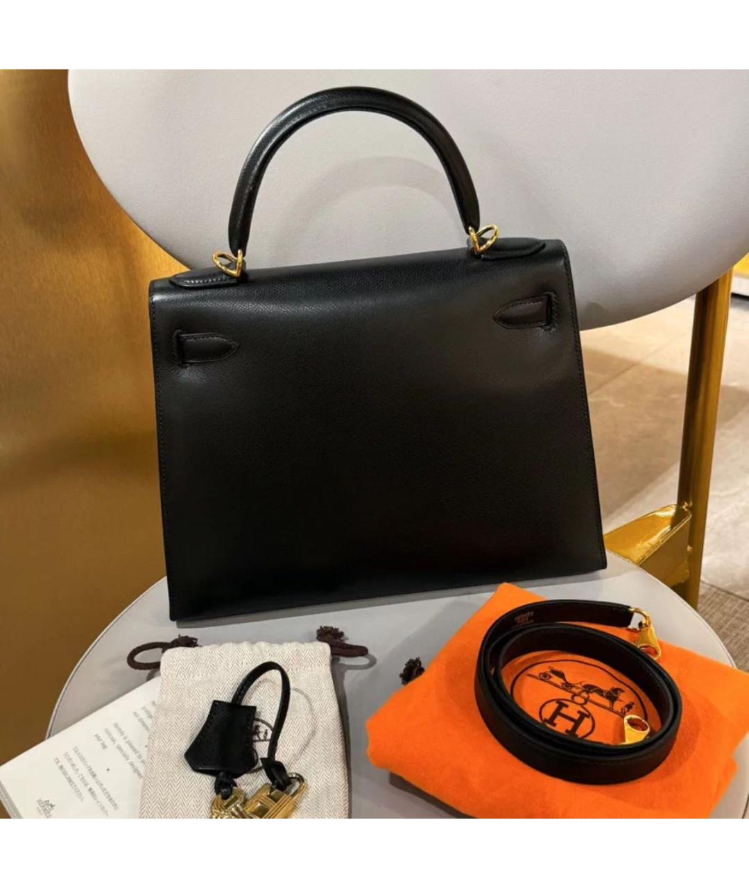 HERMES Черная кожаная сумка через плечо, фото 2