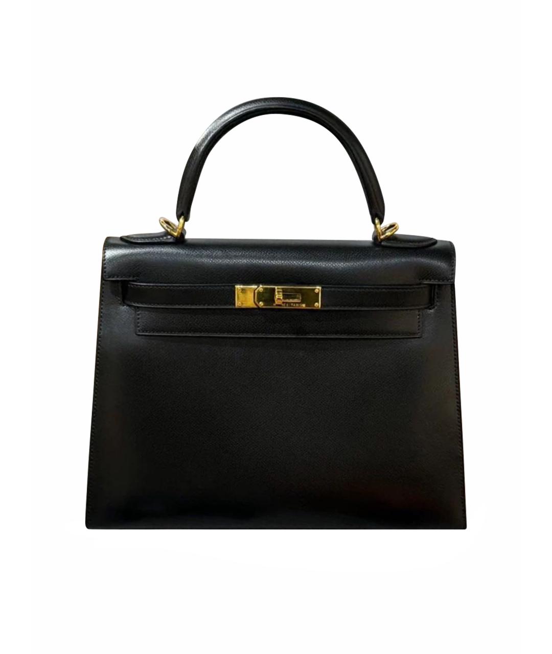 HERMES Черная кожаная сумка через плечо, фото 1