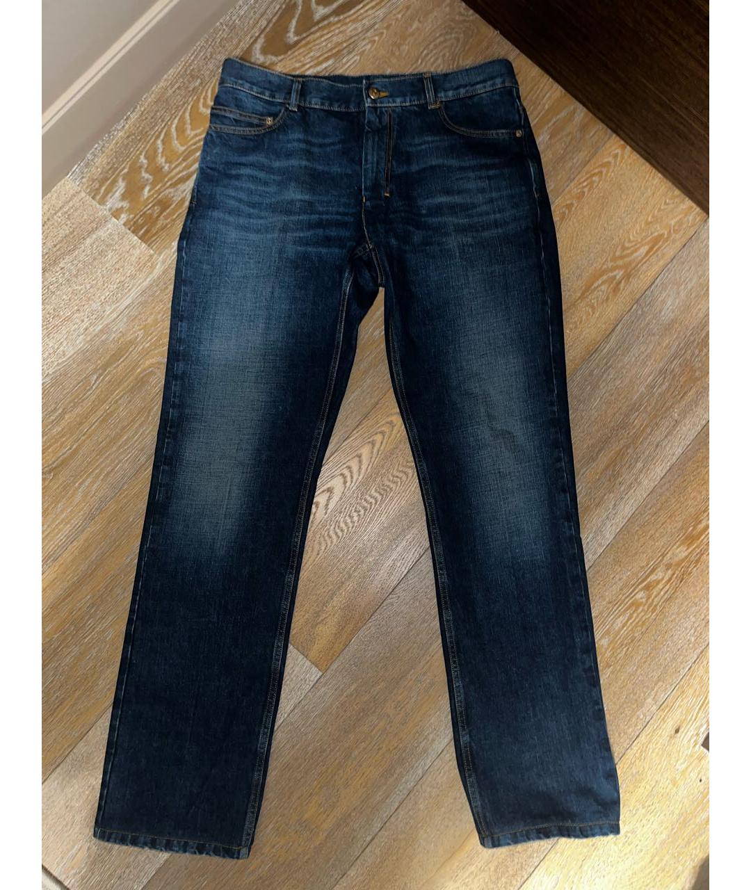 SAINT LAURENT Темно-синие хлопковые прямые джинсы, фото 5