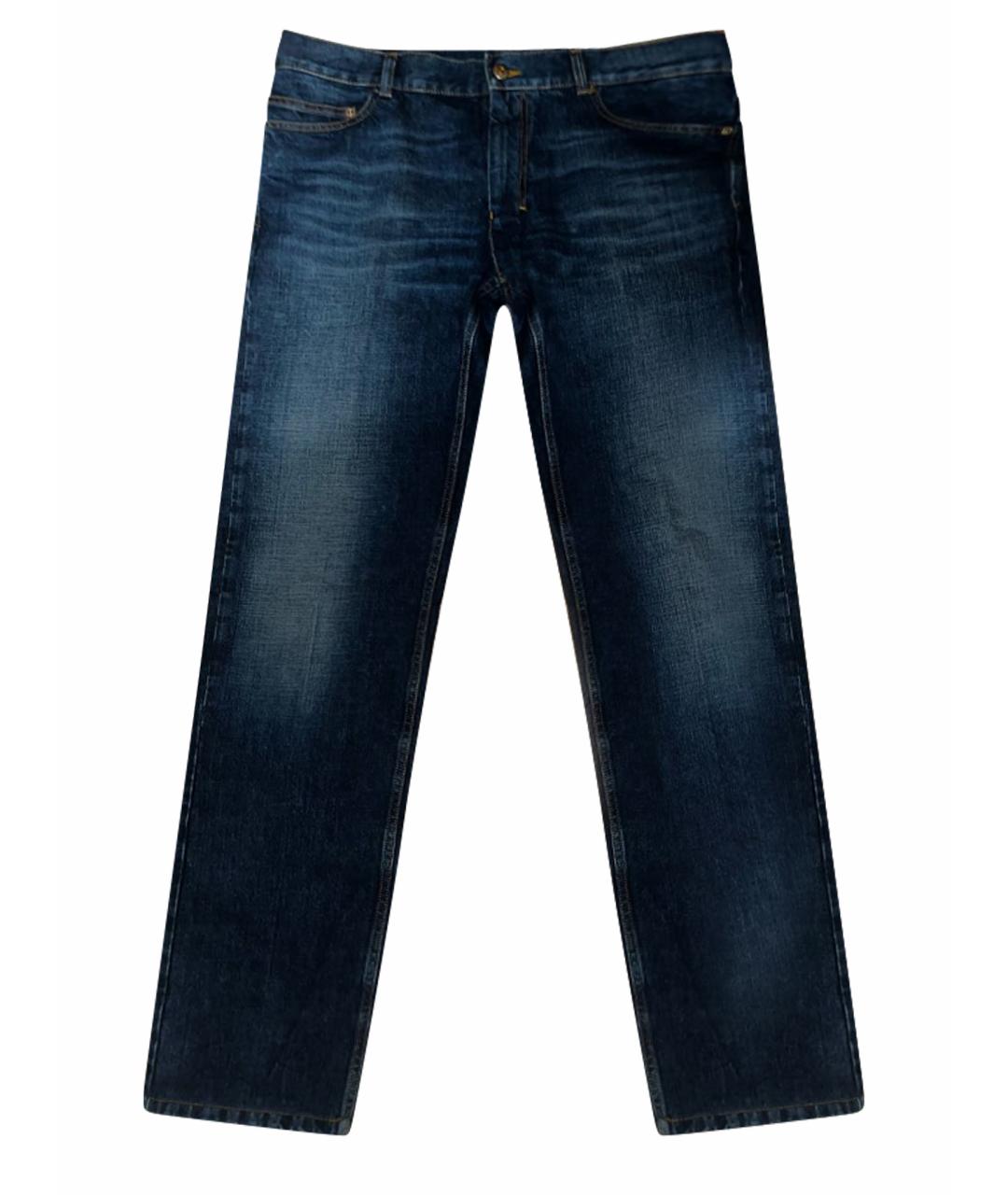 SAINT LAURENT Темно-синие хлопковые прямые джинсы, фото 1