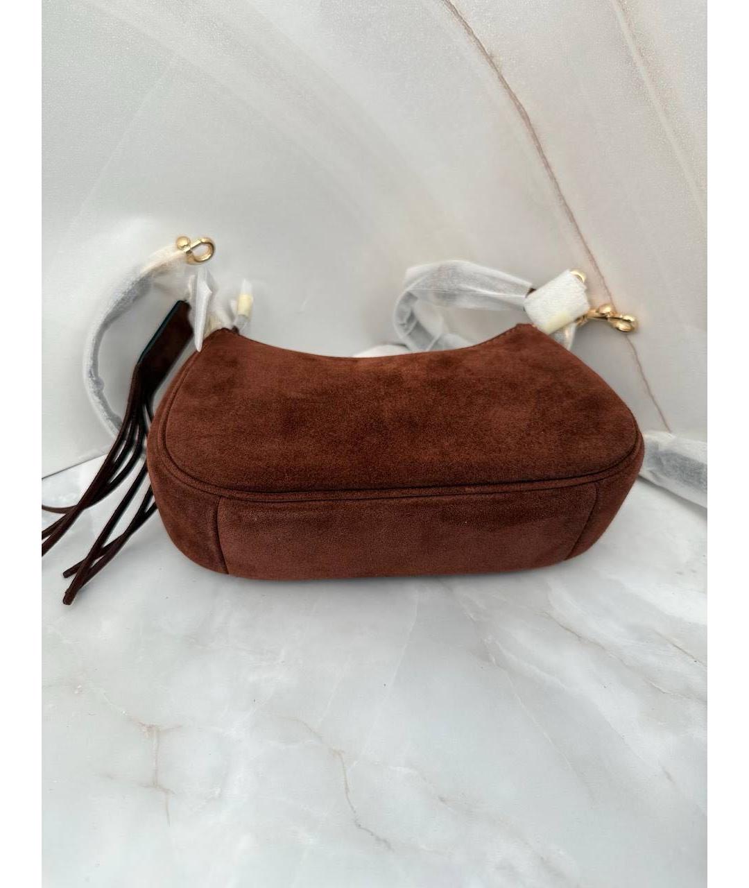 COACH Коричневая замшевая сумка с короткими ручками, фото 4