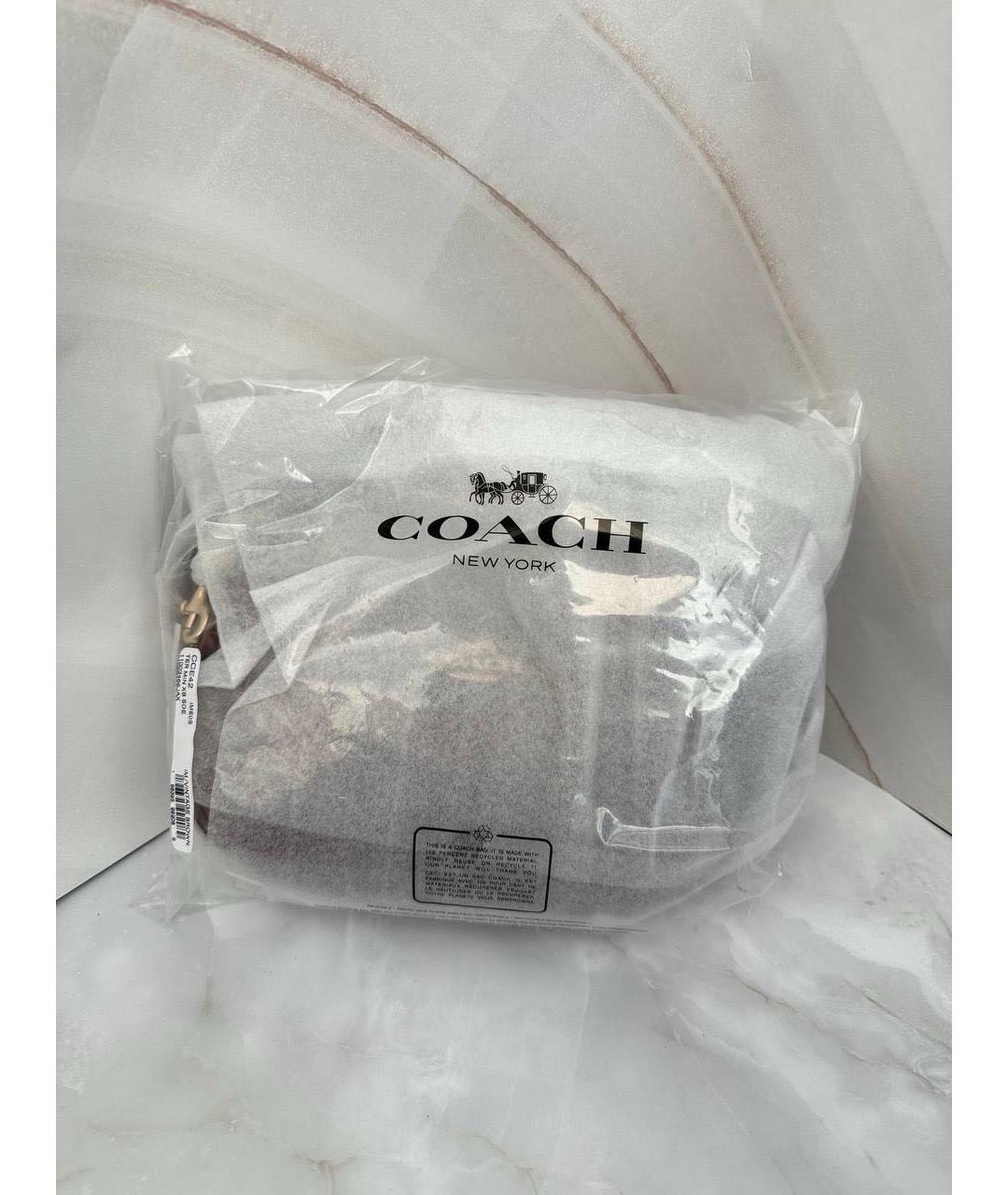 COACH Коричневая замшевая сумка с короткими ручками, фото 6