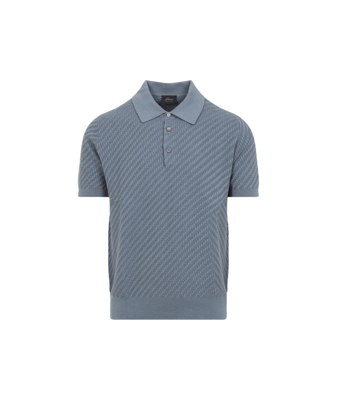 BRIONI Голубое хлопковое поло с коротким рукавом, фото 1