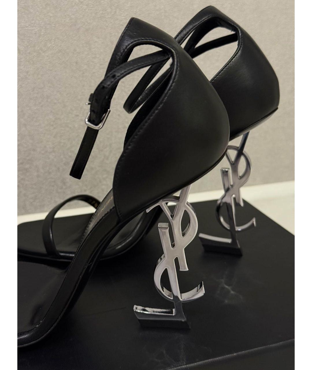 SAINT LAURENT Черные кожаные босоножки, фото 3