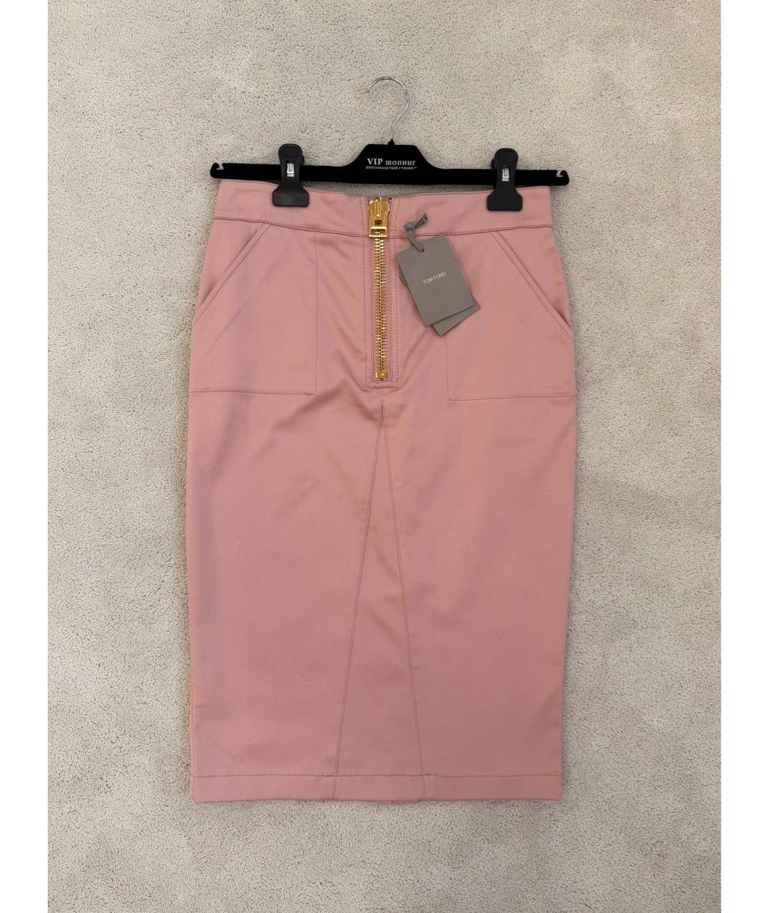 TOM FORD Розовая деним юбка миди, фото 9