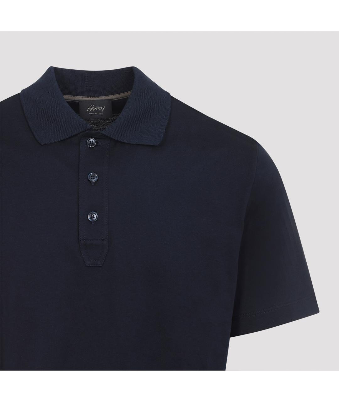 BRIONI Черное хлопковое поло с коротким рукавом, фото 3