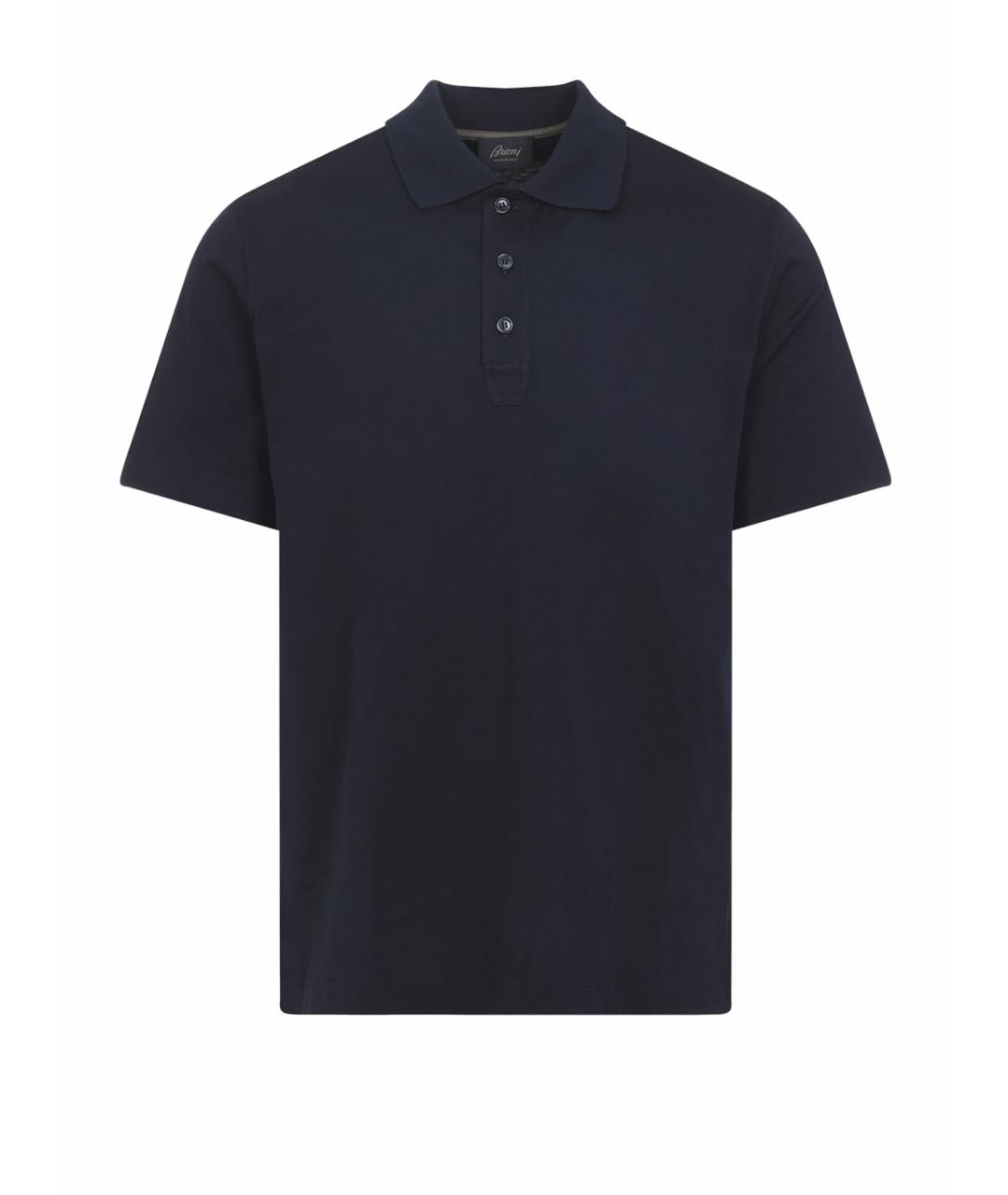 BRIONI Черное хлопковое поло с коротким рукавом, фото 1