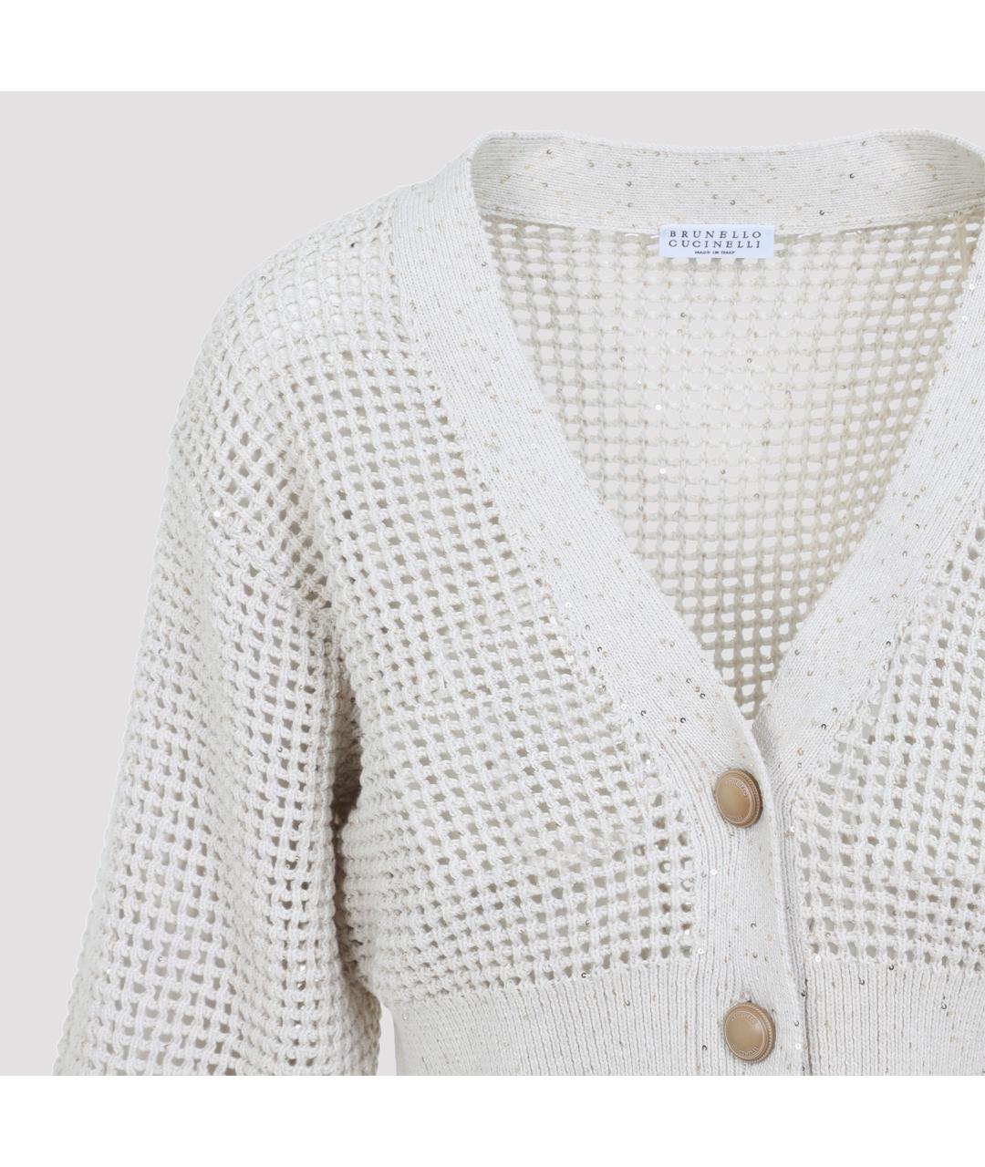 BRUNELLO CUCINELLI Белый хлопковый кардиган, фото 4