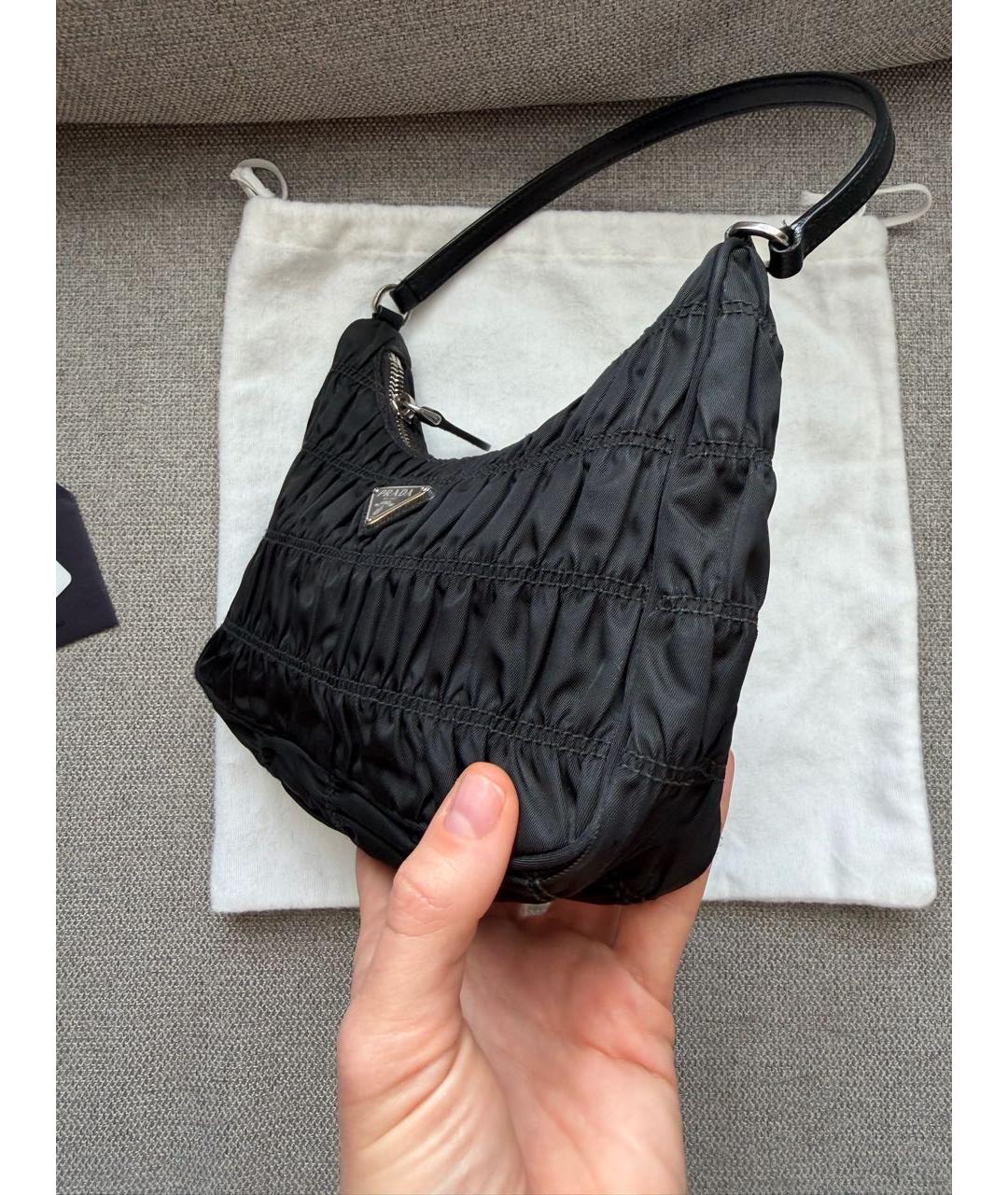 PRADA Черная тканевая сумка с короткими ручками, фото 4