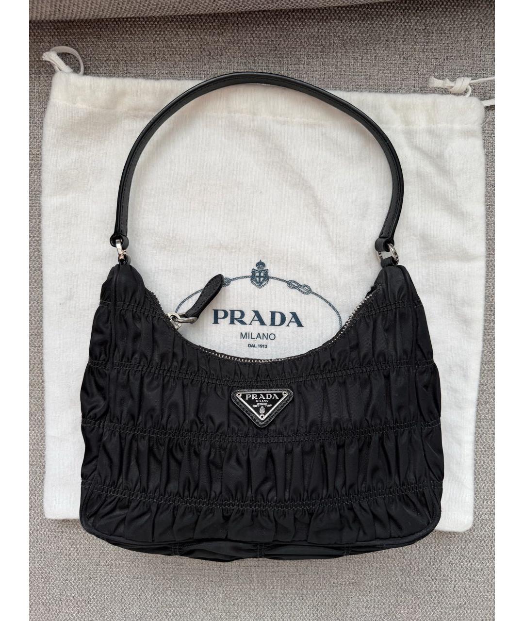 PRADA Черная тканевая сумка с короткими ручками, фото 2