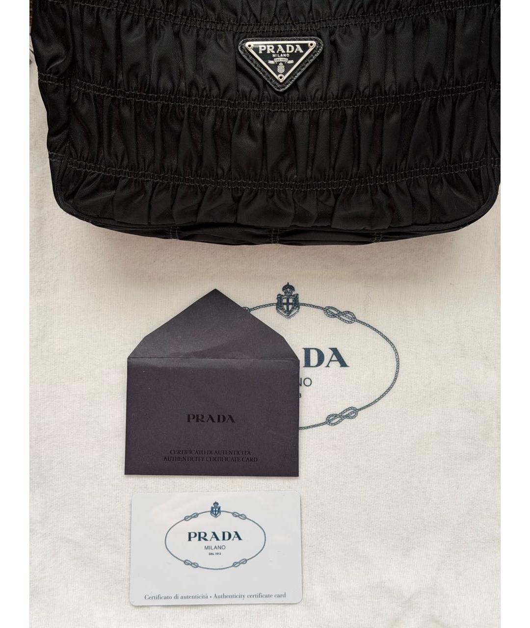 PRADA Черная тканевая сумка с короткими ручками, фото 3
