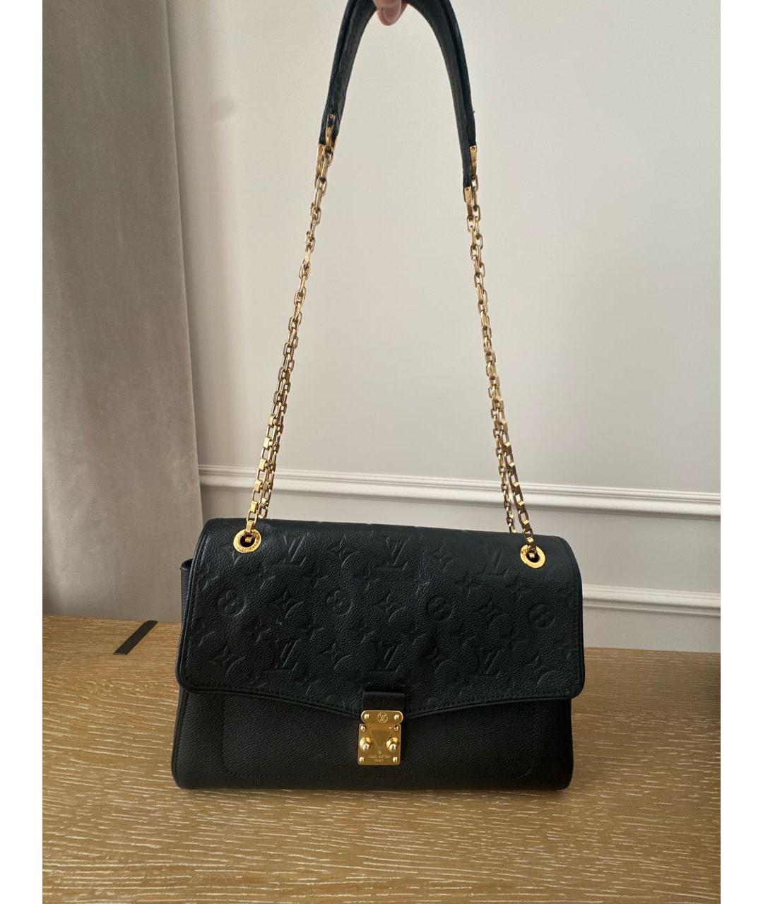 LOUIS VUITTON Черная кожаная сумка через плечо, фото 9