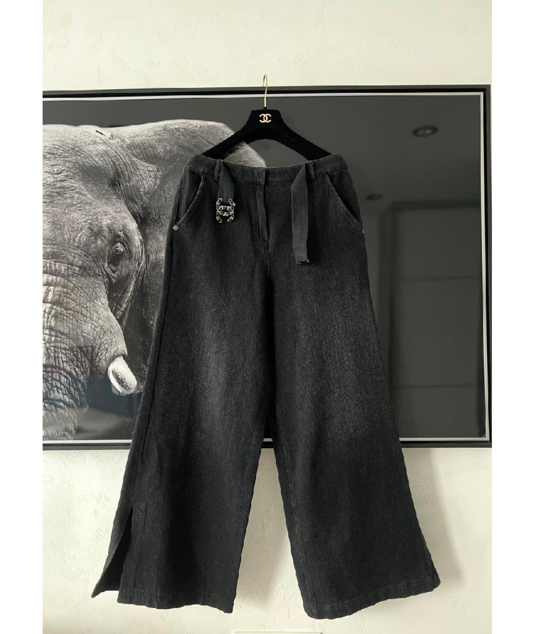 CHANEL Черные хлопковые джинсы клеш, фото 8