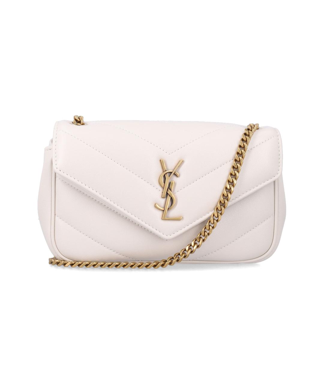 SAINT LAURENT Белая кожаная сумка через плечо, фото 1