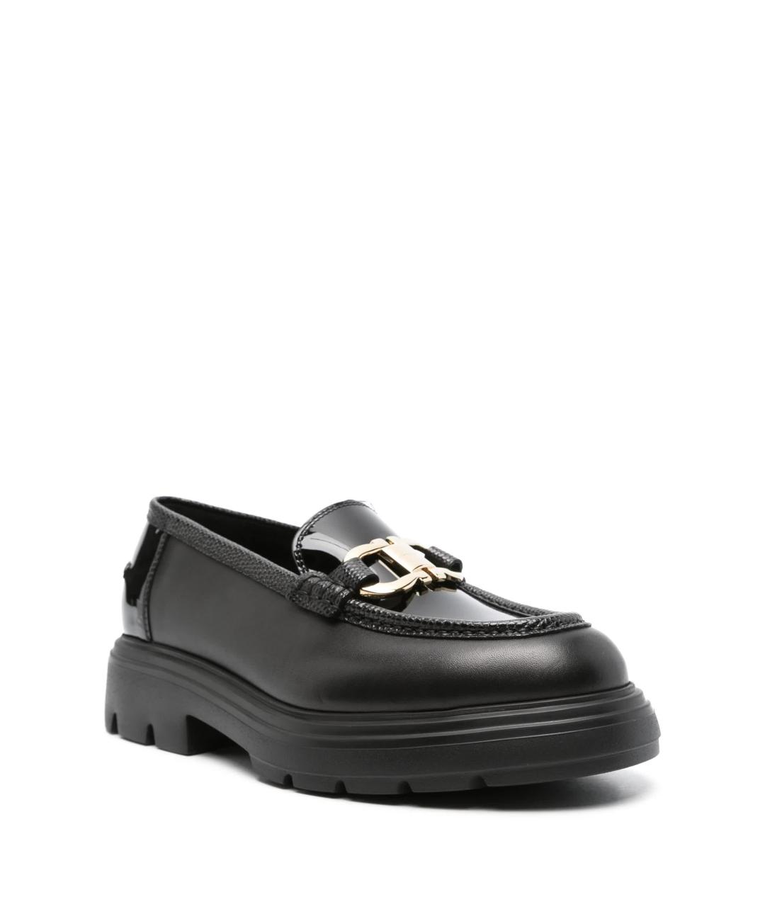 FERRAGAMO Черные кожаные лоферы, фото 2