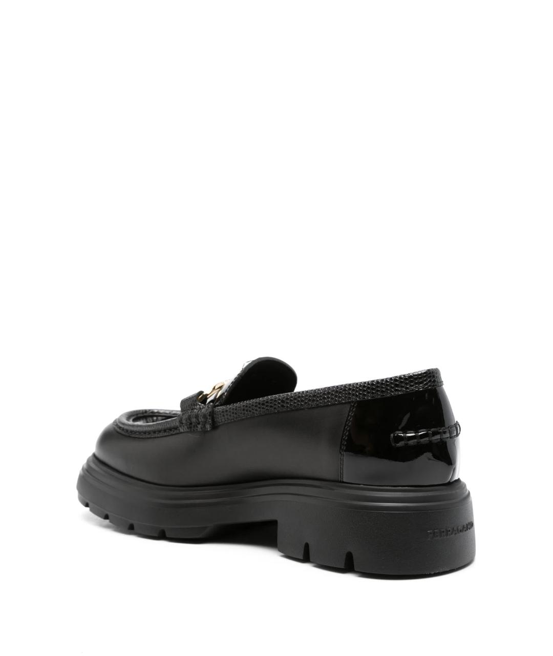 FERRAGAMO Черные кожаные лоферы, фото 3