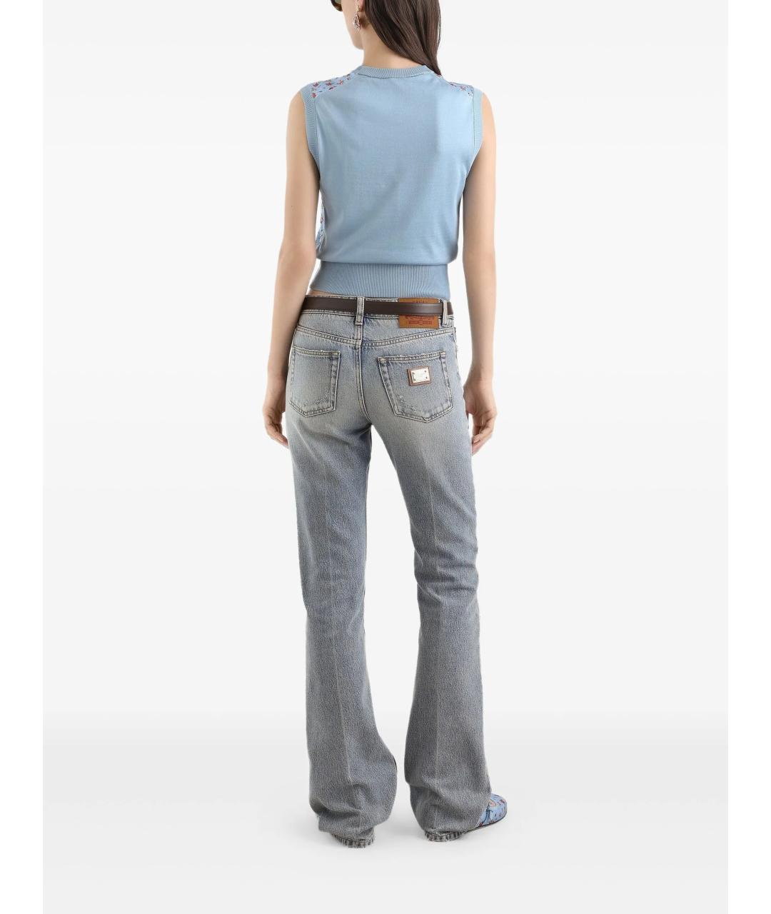 DOLCE&GABBANA Голубая шелковая майка, фото 3