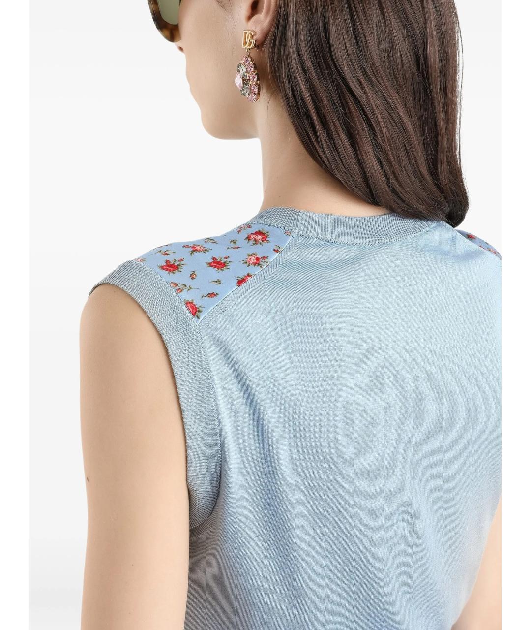 DOLCE&GABBANA Голубая шелковая майка, фото 5