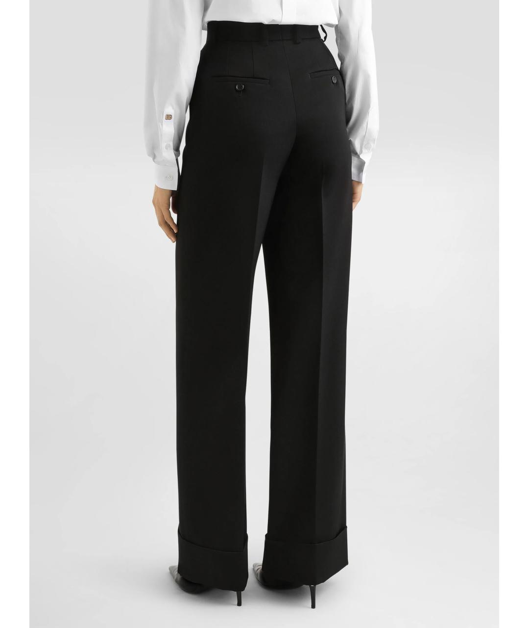 DOLCE&GABBANA Черные шерстяные прямые брюки, фото 3