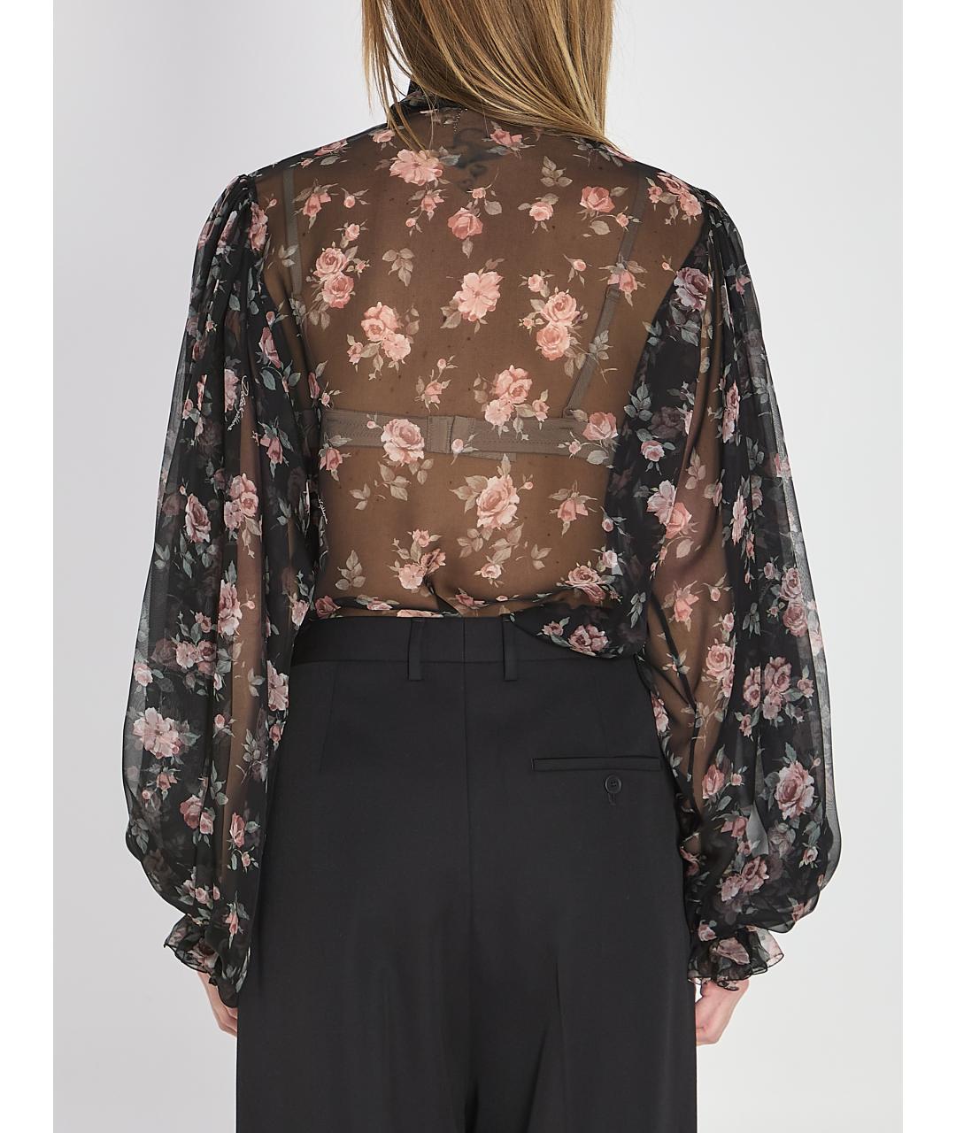 DOLCE&GABBANA Черная шелковая блузы, фото 5