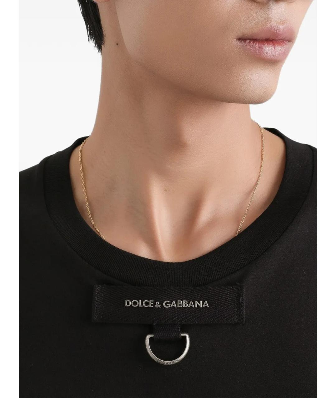 DOLCE&GABBANA Черная хлопковая футболка, фото 5